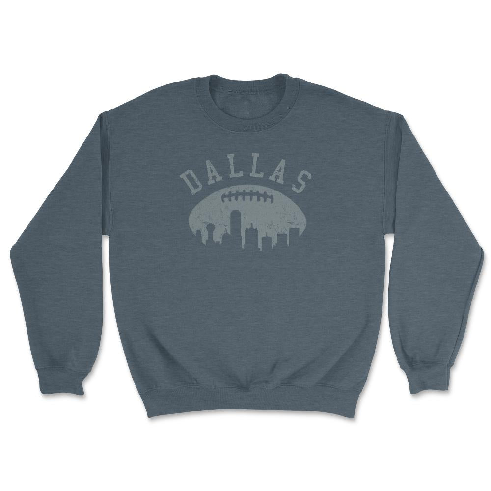 Vintage Dallas Texas Football City Skyline Gameday Tailgating - Unisex Sweatshirt - Dark Grey Heather