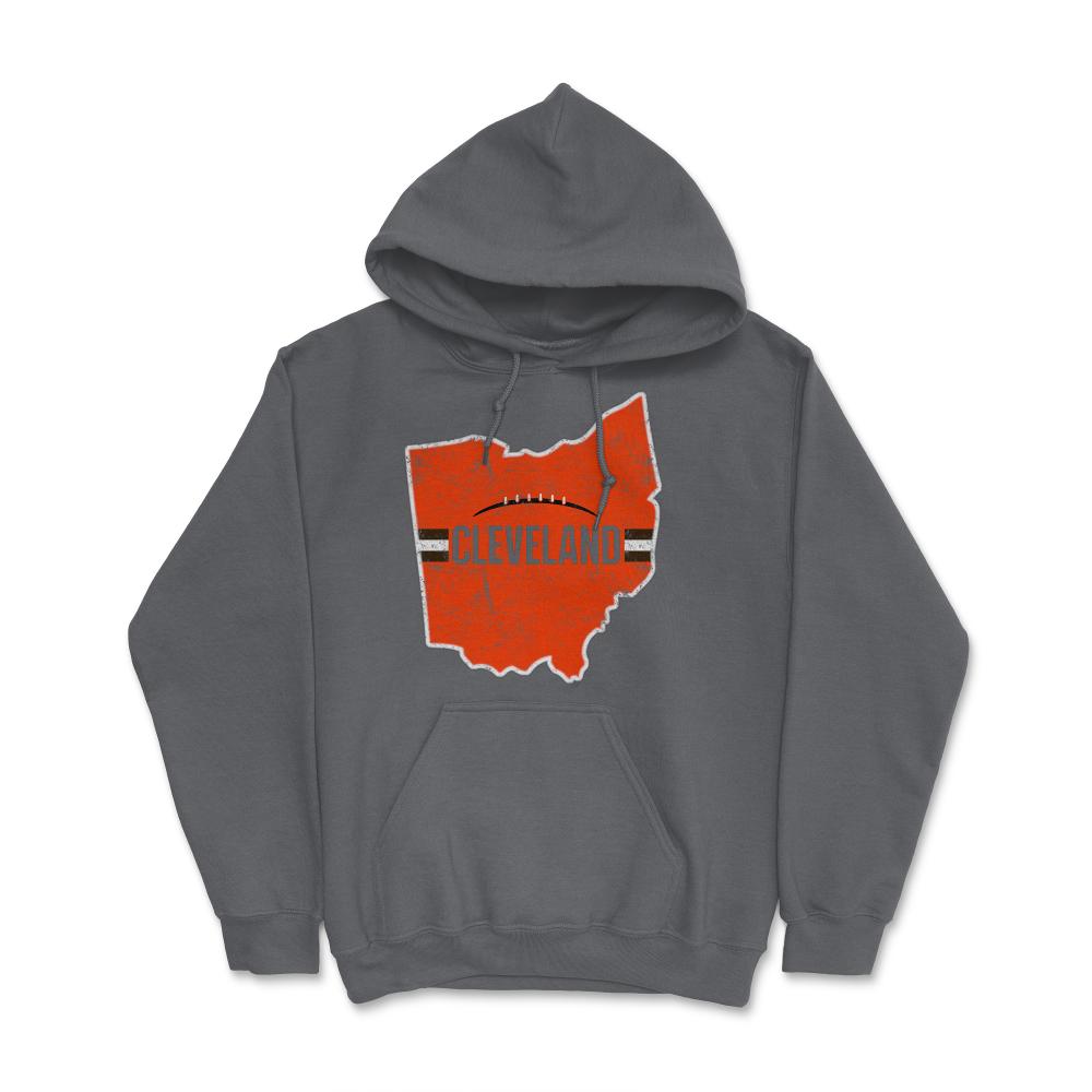 Cleveland Ohio Football State Outline Helmet Stripe Fan - Hoodie - Smoke Grey