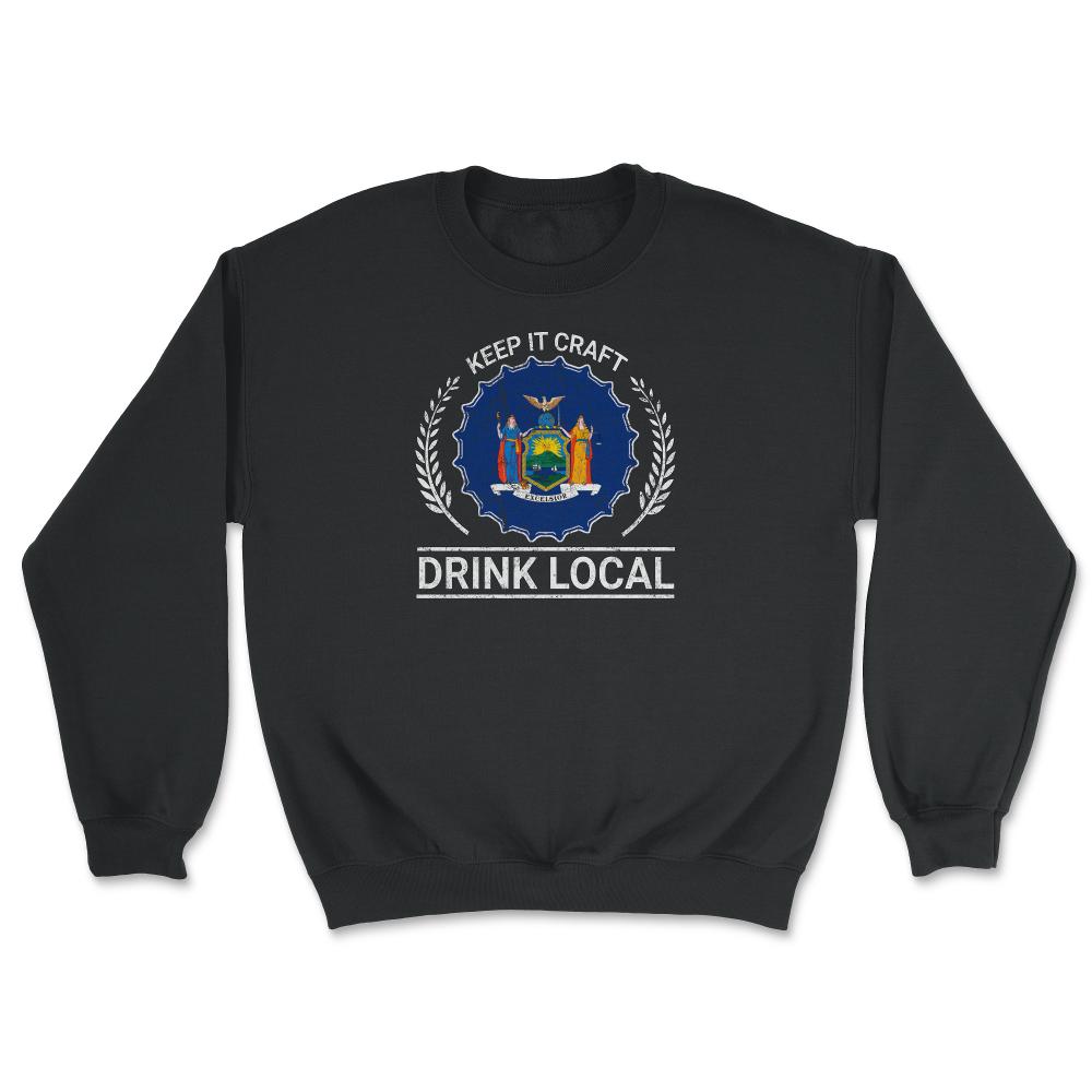 Drink Local New York Vintage Craft Beer New York Brewing - Unisex Sweatshirt - Black
