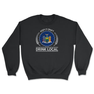 Drink Local New York Vintage Craft Beer New York Brewing - Unisex Sweatshirt - Black