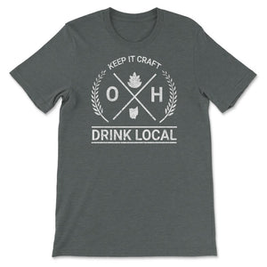 Drink Local Ohio Vintage Craft Beer Brewing - Unisex T-Shirt - Dark Grey Heather