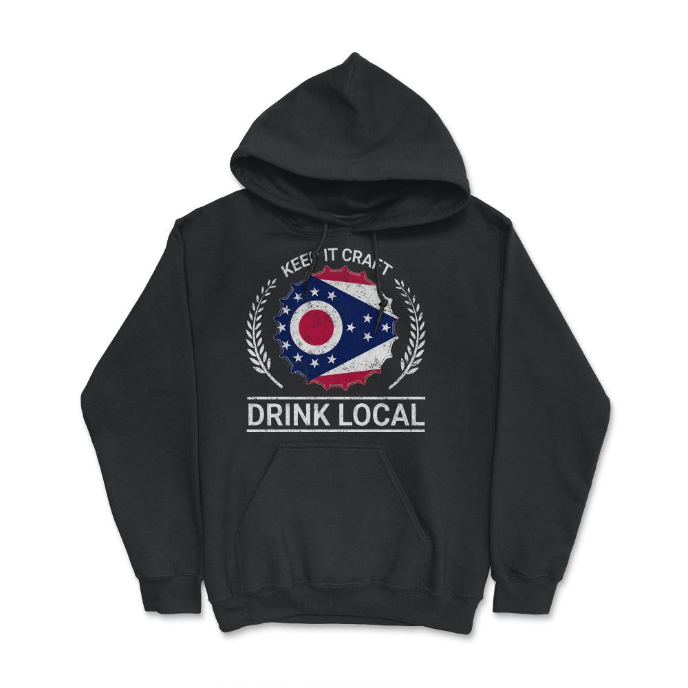 Drink Local Ohio Vintage Craft Beer Ohio Brewing - Hoodie - Black