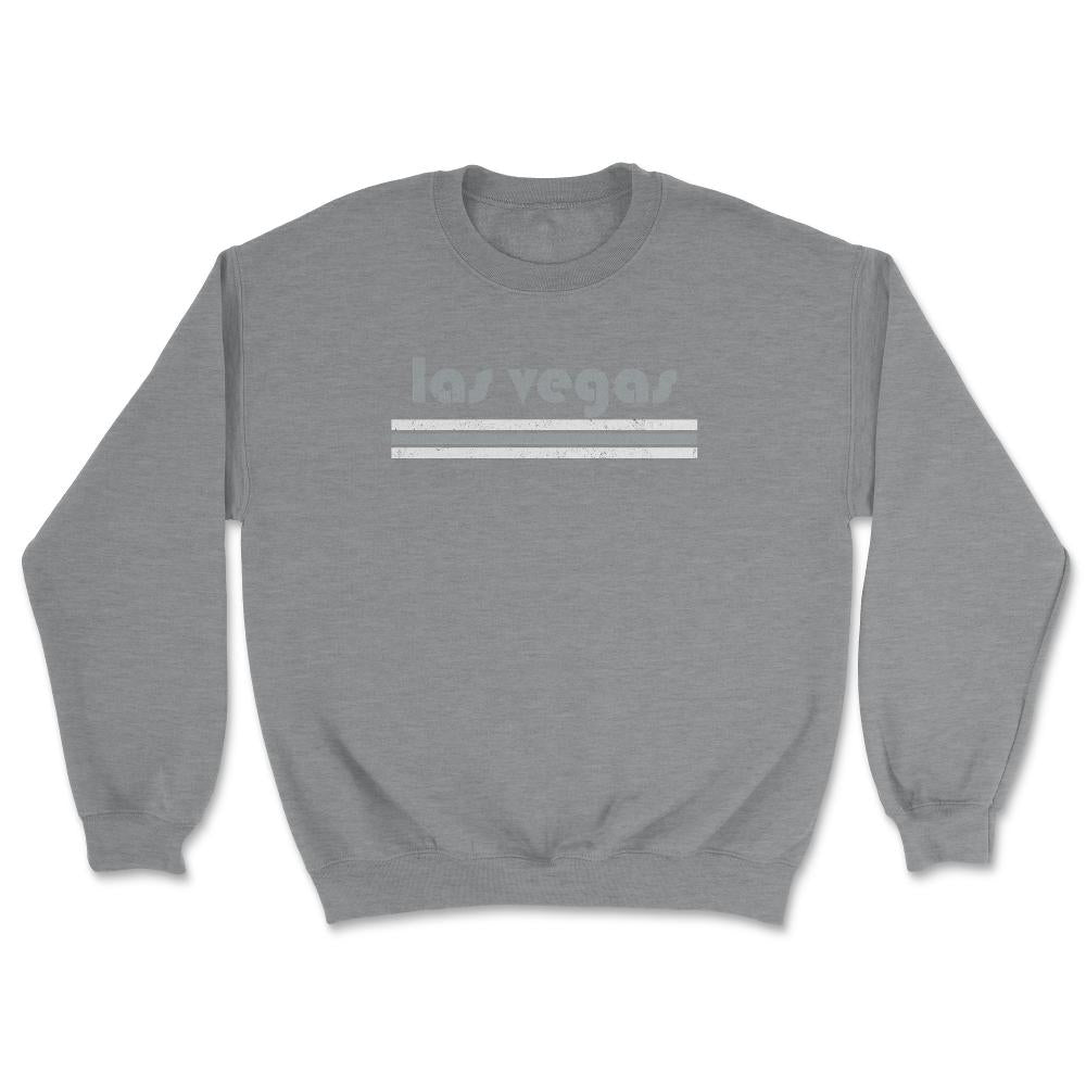 Vintage Las Vegas Nevada Retro Three Stripe Weathered - Unisex Sweatshirt - Grey Heather