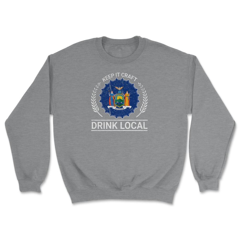 Drink Local New York Vintage Craft Beer New York Brewing - Unisex Sweatshirt - Grey Heather