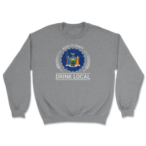 Drink Local New York Vintage Craft Beer New York Brewing - Unisex Sweatshirt - Grey Heather