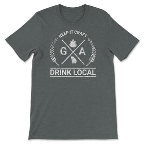 Drink Local Georgia Vintage Craft Beer Brewing Unisex T-shirt - Unisex T-Shirt - Dark Grey Heather