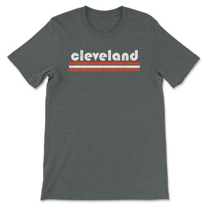 Vintage Cleveland Ohio Retro Three Stripe Weathered - Unisex T-Shirt - Dark Grey Heather