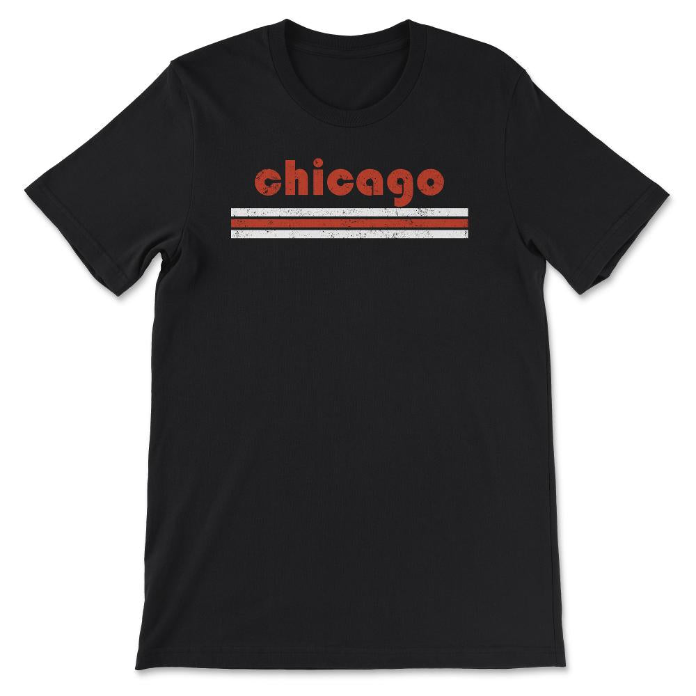 Vintage Chicago Illinois Retro Three Stripe Weathered - Unisex T-Shirt - Black