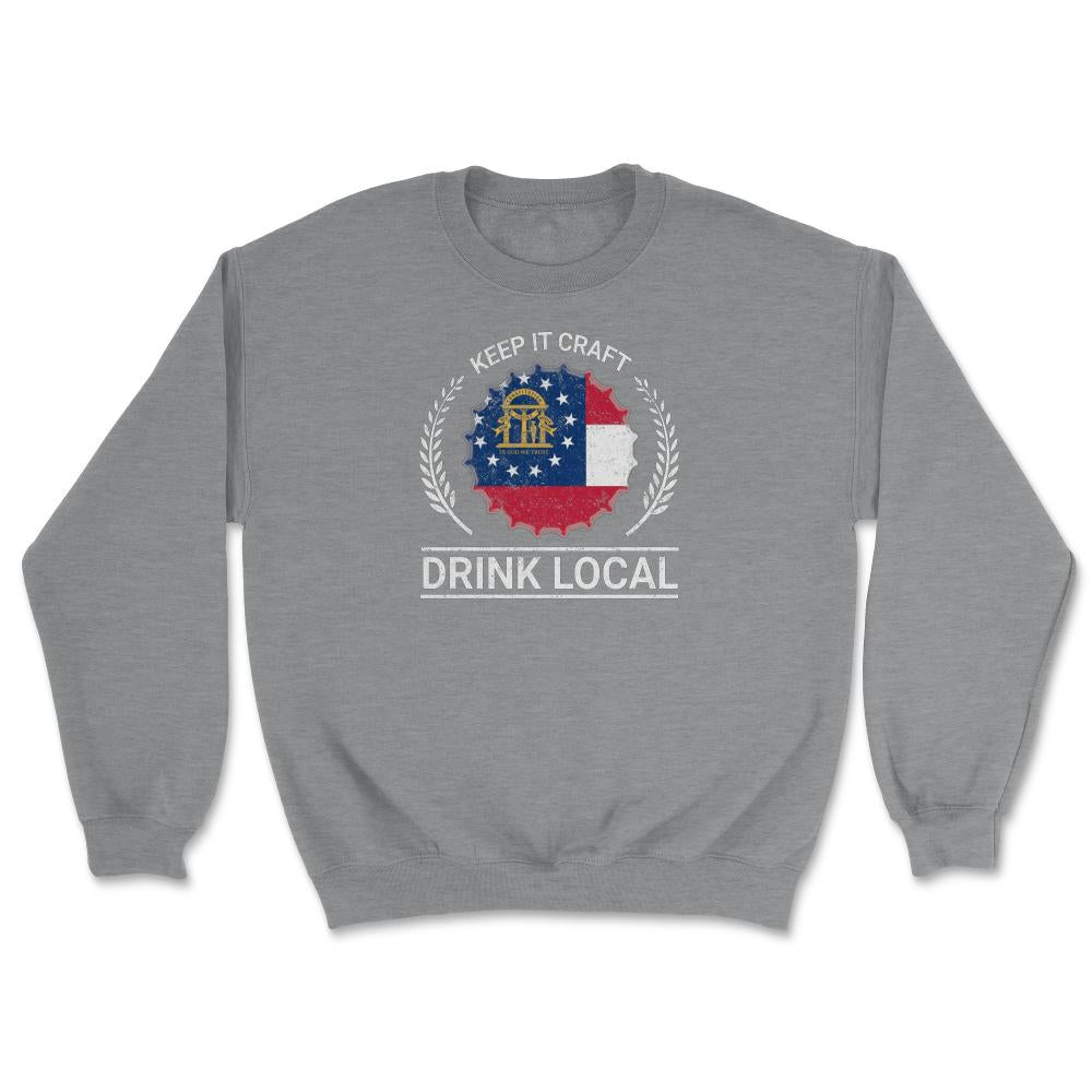 Drink Local Georgia Vintage Craft Beer Bottle Cap Brewing - Unisex Sweatshirt - Grey Heather