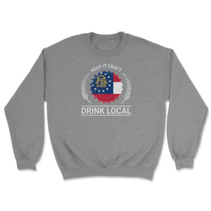 Drink Local Georgia Vintage Craft Beer Bottle Cap Brewing - Unisex Sweatshirt - Grey Heather