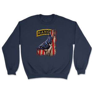 Army Ranger Tab USA Flag Pull Back Patriotic Military Gift - Unisex Sweatshirt - Navy