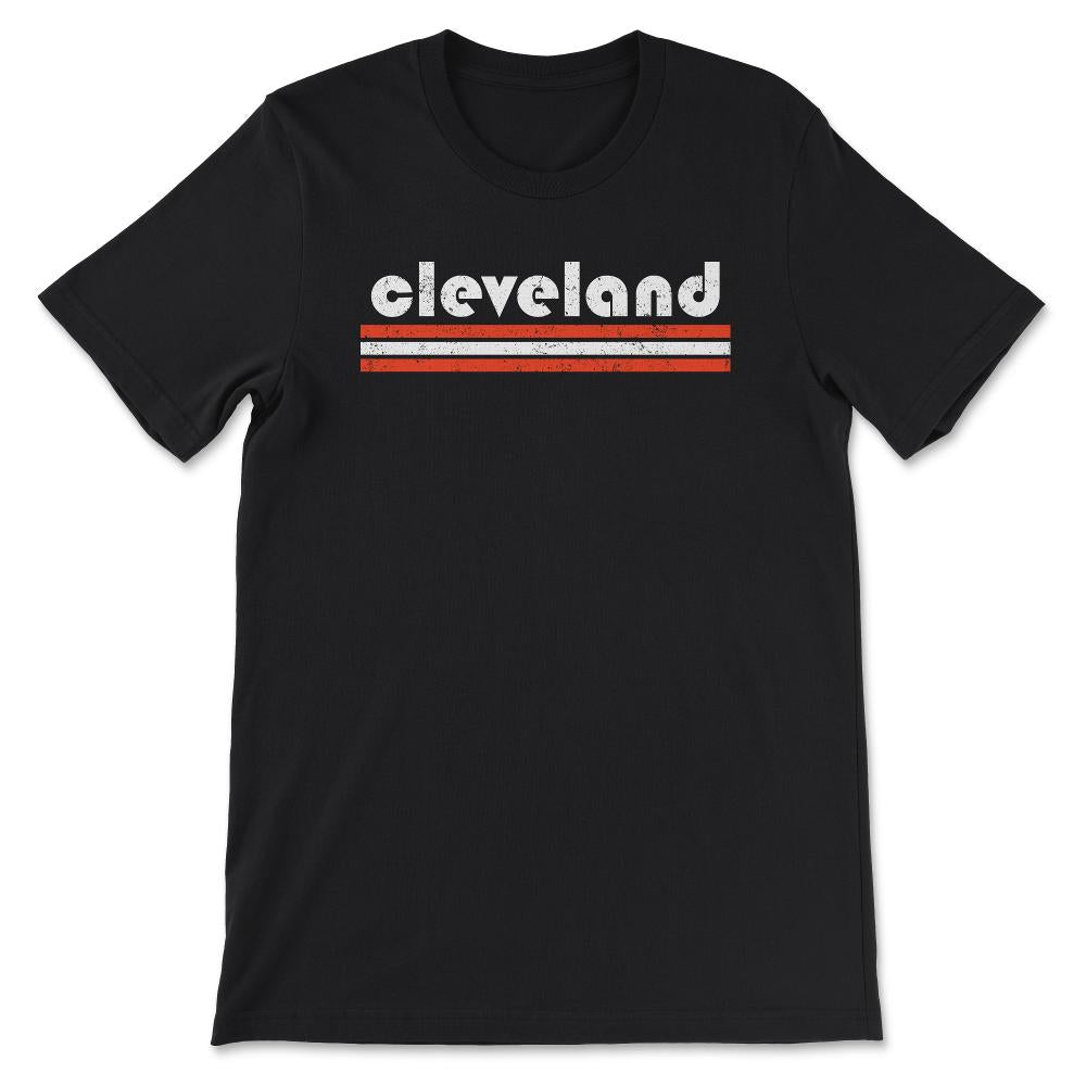 Vintage Cleveland Ohio Retro Three Stripe Weathered - Unisex T-Shirt - Black