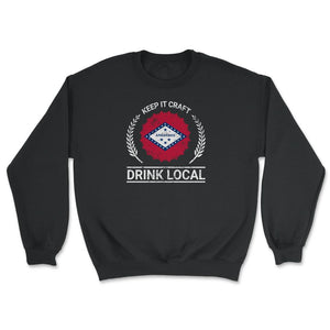 Drink Local Arkansas Vintage Craft Beer Bottle Cap Brewing - Unisex Sweatshirt - Black