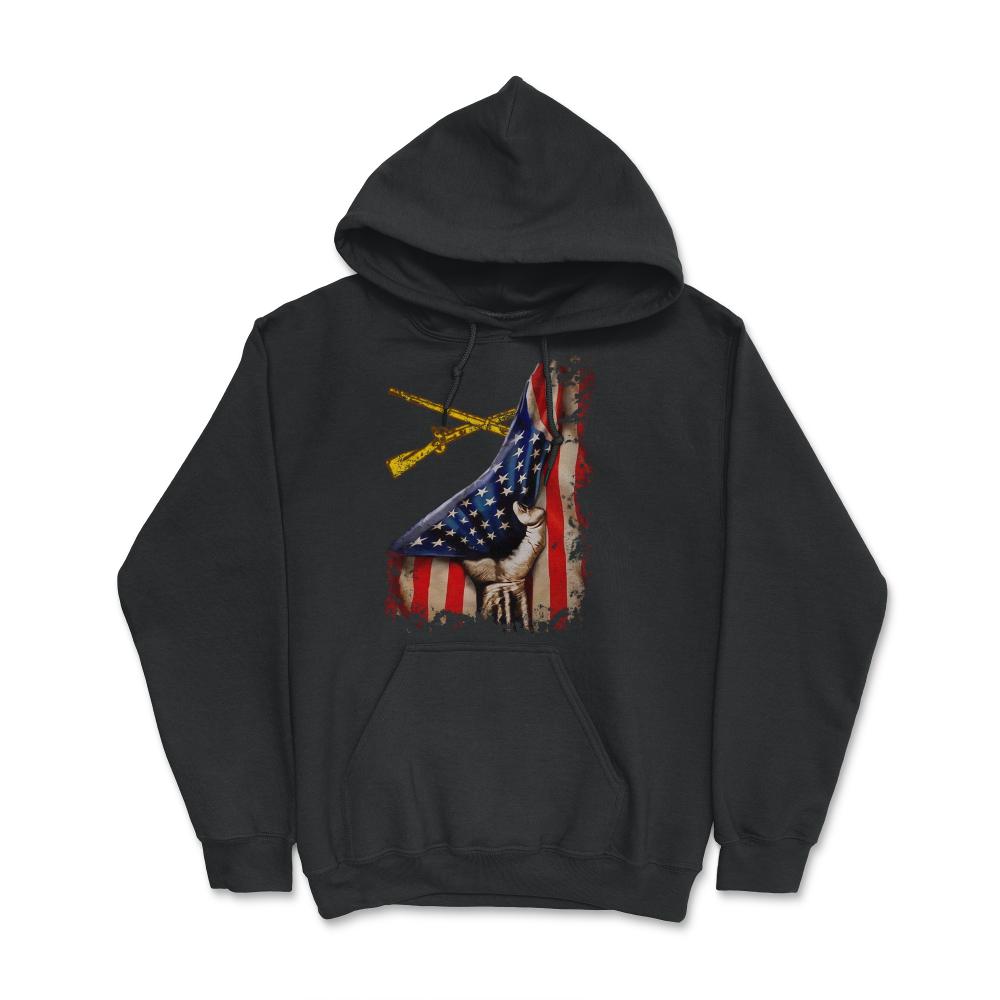 Infantry Rifles Combat Infantrymen US Flag Patriotic Soldier - Hoodie - Black