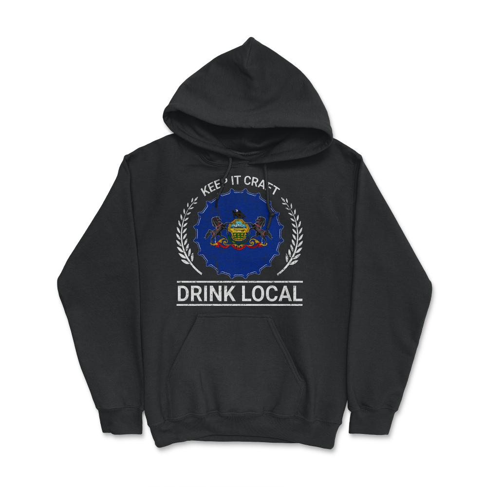 Drink Local Pennsylvania Vintage Craft Beer Bottle Cap Brewing - Hoodie - Black