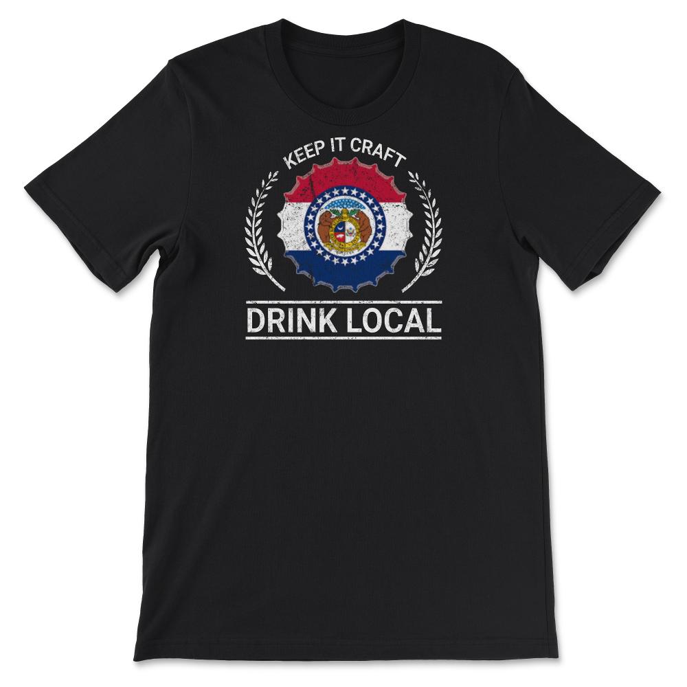 Drink Local Missouri Vintage Craft Beer Bottle Cap Brewing - Unisex T-Shirt - Black