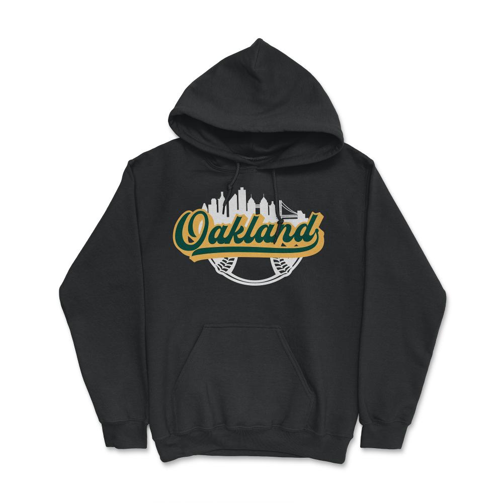 Oakland California Baseball Downtown City Skyline Baseball Fan - Hoodie - Black