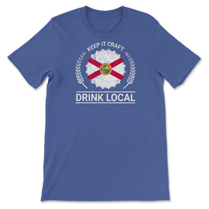 Drink Local Florida Vintage Craft Beer Bottle Cap Brewing - Unisex T-Shirt - Royal Blue