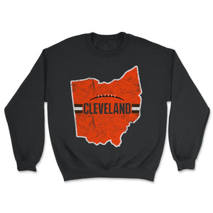 Cleveland Ohio Football State Outline Helmet Stripe Fan - Unisex Sweatshirt - Black