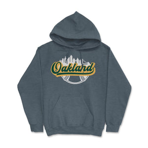 Oakland California Baseball Downtown City Skyline Baseball Fan - Hoodie - Dark Grey Heather