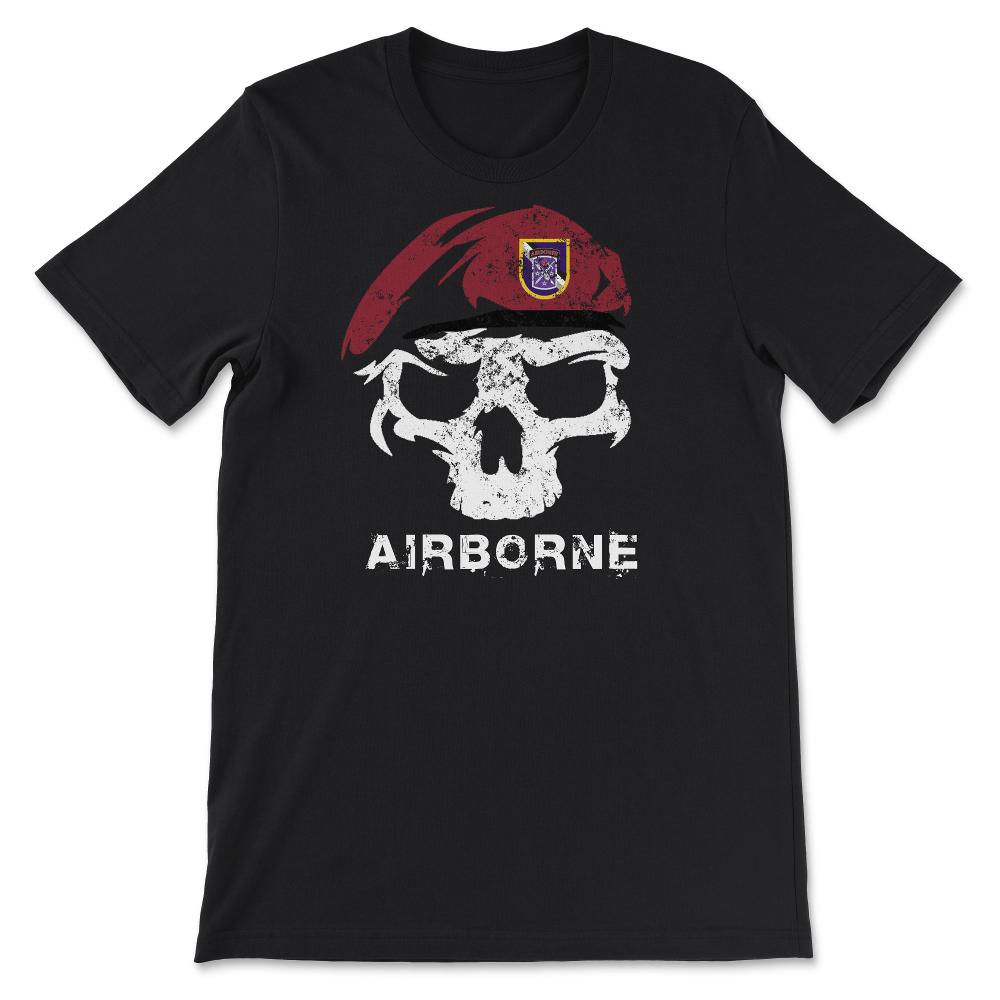 Vintage Army 95th Civil Affairs Skull Maroon Beret Special Operations - Unisex T-Shirt - Black