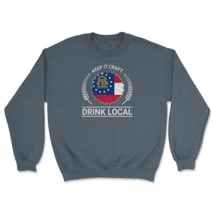 Drink Local Georgia Vintage Craft Beer Bottle Cap Brewing - Unisex Sweatshirt - Dark Grey Heather