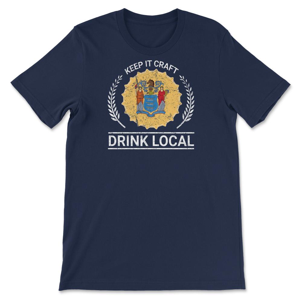 Drink Local New Jersey Vintage Craft Beer Bottle Cap Brewing - Unisex T-Shirt - Navy