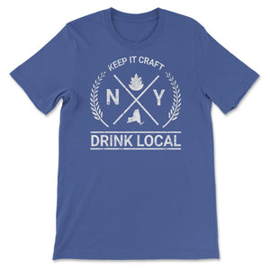 Drink Local New York Vintage Craft Beer Brewing - Unisex T-Shirt - Royal Blue