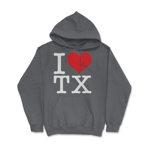 I Love Texas Show Your Love for Your Home State Heart - Hoodie - Smoke Grey