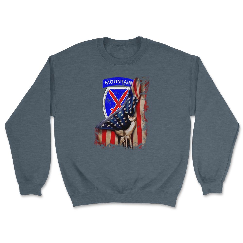 10th 10th Mountain Division US Flag Tear Patriotic Light Infantryflag - Unisex Sweatshirt - Dark Grey Heather