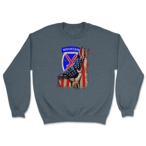 10th 10th Mountain Division US Flag Tear Patriotic Light Infantryflag - Unisex Sweatshirt - Dark Grey Heather