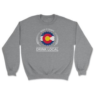 Drink Local Colorado Vintage Craft Beer Bottle Cap Brewing - Unisex Sweatshirt - Grey Heather