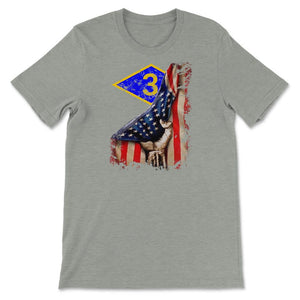 Third 3rd Ranger Battalion Blue Diamond USA Flag Pull Back Patriotic - Unisex T-Shirt - Grey Heather