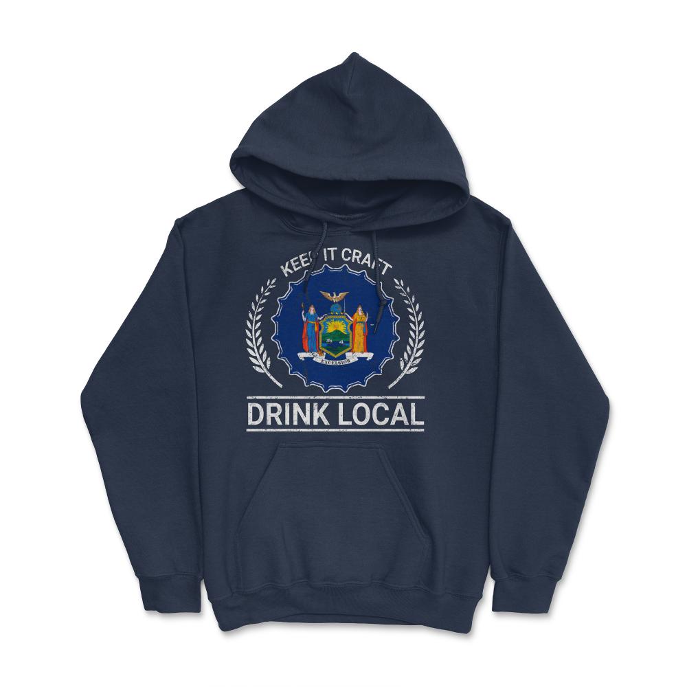 Drink Local New York Vintage Craft Beer New York Brewing - Hoodie - Navy