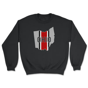 OHIO Striped State Outline Football Fan - Unisex Sweatshirt - Black