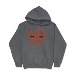 Cleveland Football Badge Helmet Stripe Weathered - Hoodie - Smoke Grey