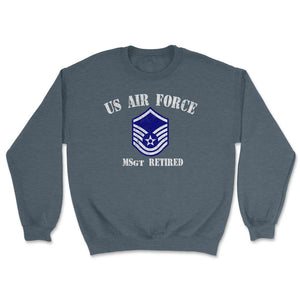 Vintage Retired Air Force Master Sergeant Military Veteran Retiree - Unisex Sweatshirt - Dark Grey Heather
