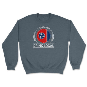 Drink Local Tennessee Vintage Craft Beer Bottle Cap Brewing - Unisex Sweatshirt - Dark Grey Heather