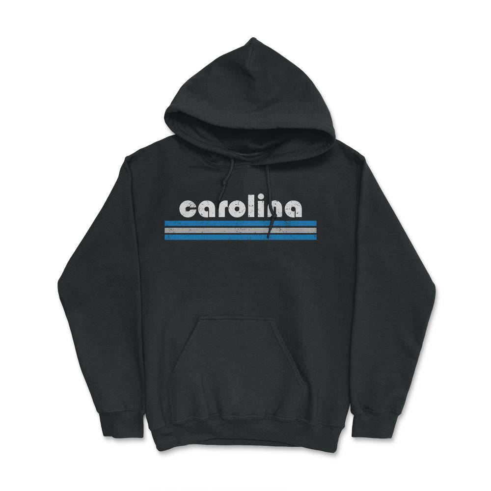 Vintage North Carolina Retro Three Stripe Weathered - Hoodie - Black