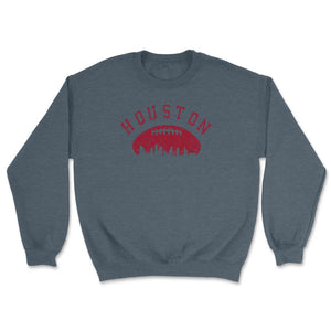 Vintage Houston Texas Football City Skyline Gameday Tailgating - Unisex Sweatshirt - Dark Grey Heather