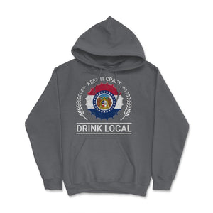 Drink Local Missouri Vintage Craft Beer Bottle Cap Brewing - Hoodie - Smoke Grey