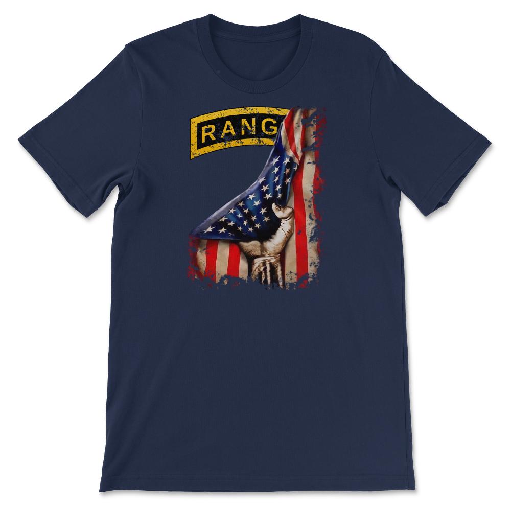 Army Ranger Tab USA Flag Pull Back Patriotic Military Gift - Unisex T-Shirt - Navy