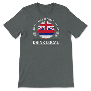 Drink Local Hawaii Vintage Craft Beer Bottle Cap Brewing - Unisex T-Shirt - Dark Grey Heather