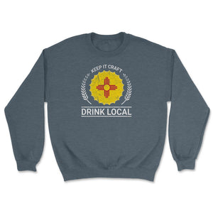 Drink Local New Mexico Vintage Craft Beer Bottle Cap Brewing - Unisex Sweatshirt - Dark Grey Heather