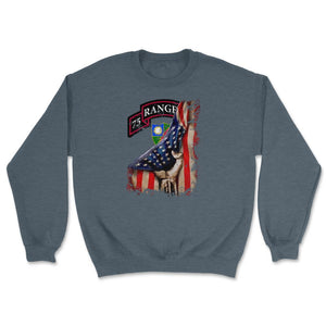 75th Ranger Regiment Scroll USA Flag Pull Back Patriotic Military Gift - Unisex Sweatshirt - Dark Grey Heather