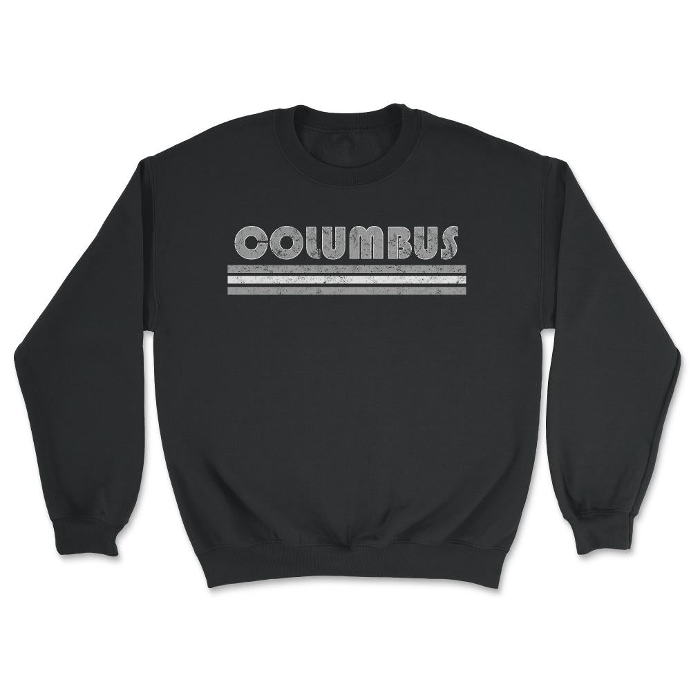 Vintage Columbus Ohio Retro Three Stripe Weathered - Unisex Sweatshirt - Black