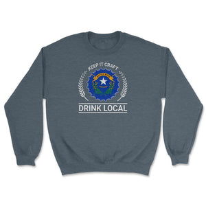 Drink Local Nevada Vintage Craft Beer Bottle Cap Brewing - Unisex Sweatshirt - Dark Grey Heather