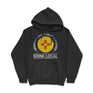 Drink Local New Mexico Vintage Craft Beer Bottle Cap Brewing - Hoodie - Black