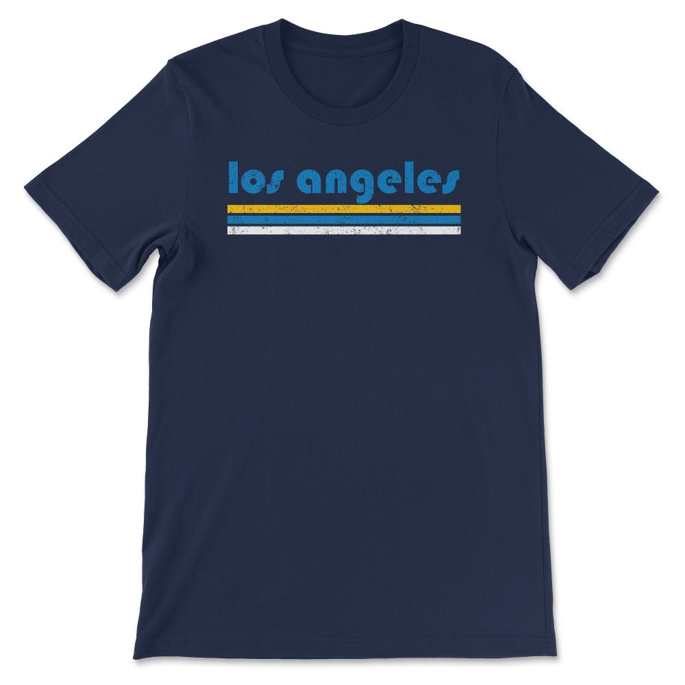 Vintage Los Angeles California Retro Three Stripe Weathered - Unisex T-Shirt - Navy