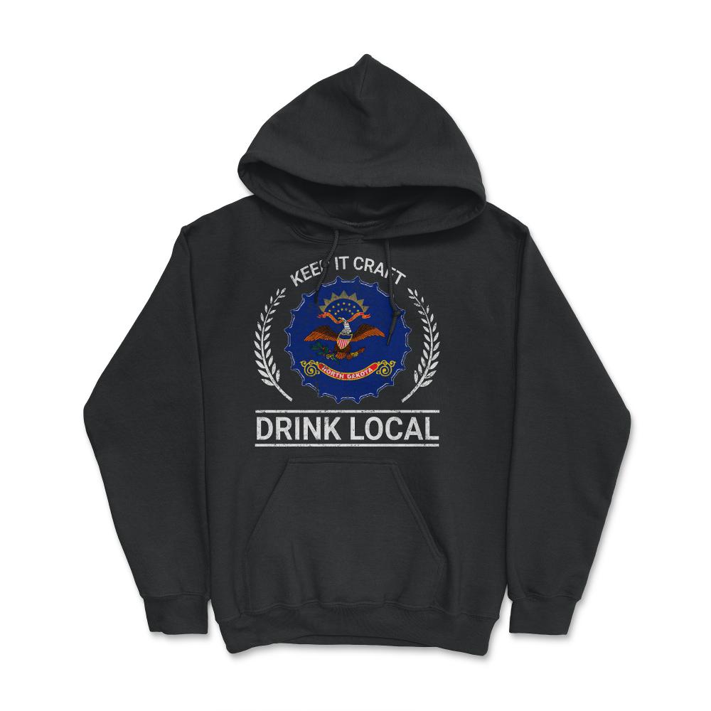 Drink Local North Dakota Vintage Craft Beer Bottle Cap Brewing - Hoodie - Black